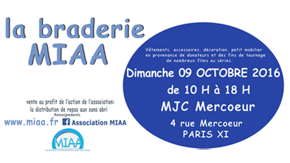 La prochaine #Braderie #MIAA se tiendra le dimanche 9 octobre 2016 à la MJC Mercoeur